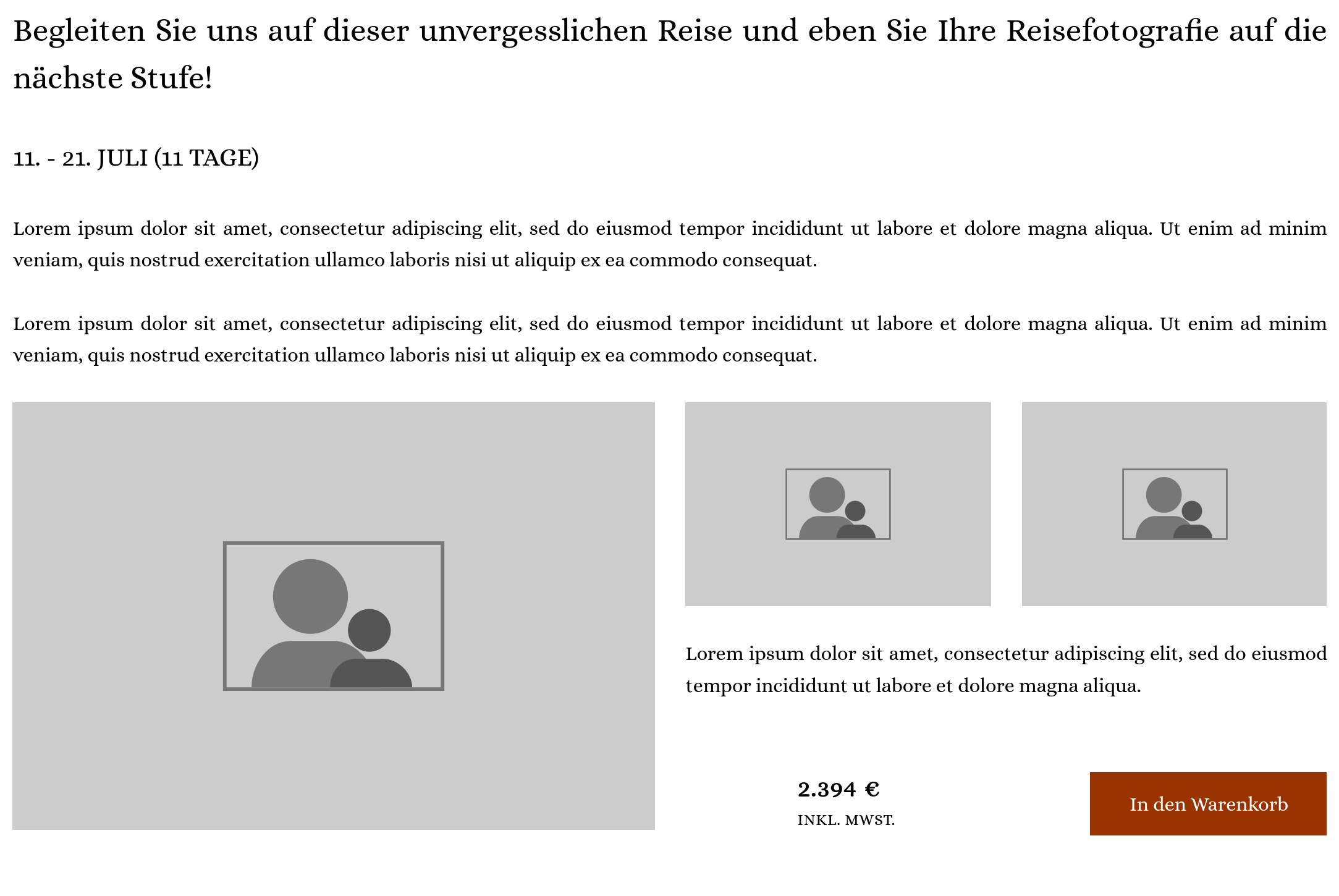 Seite für ein Produkt, das direkt online gekauft werden kann