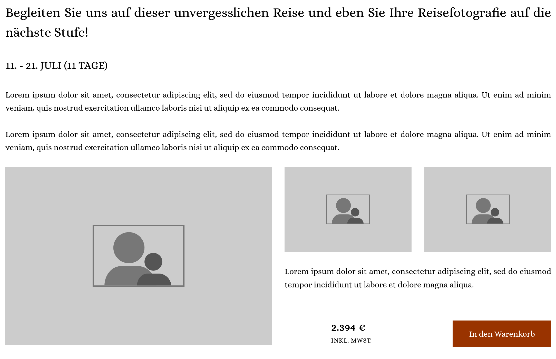 Seite für ein Produkt, das direkt online gekauft werden kann