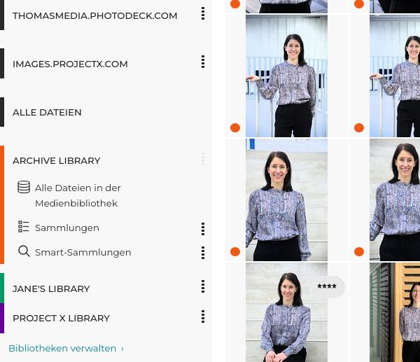 Ein Konto mit zwei Websites und drei Medienbibliotheken