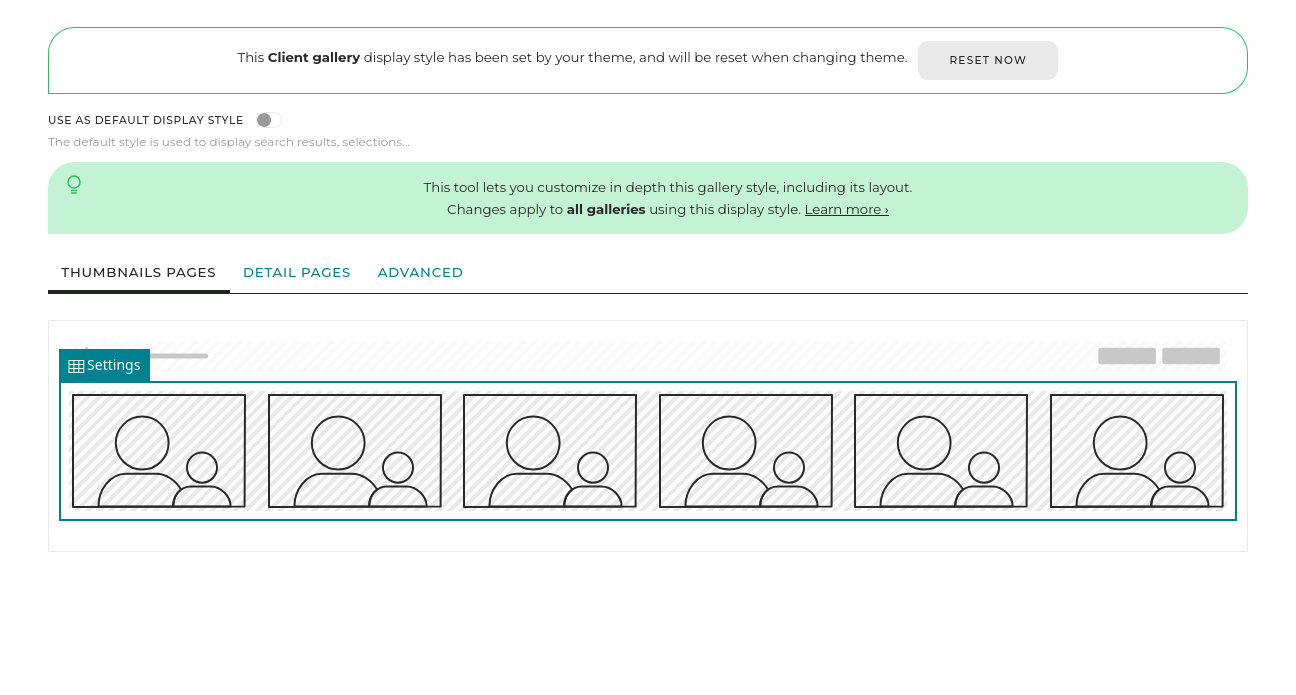 This panels lets you edit the layout of the thumbnail pages