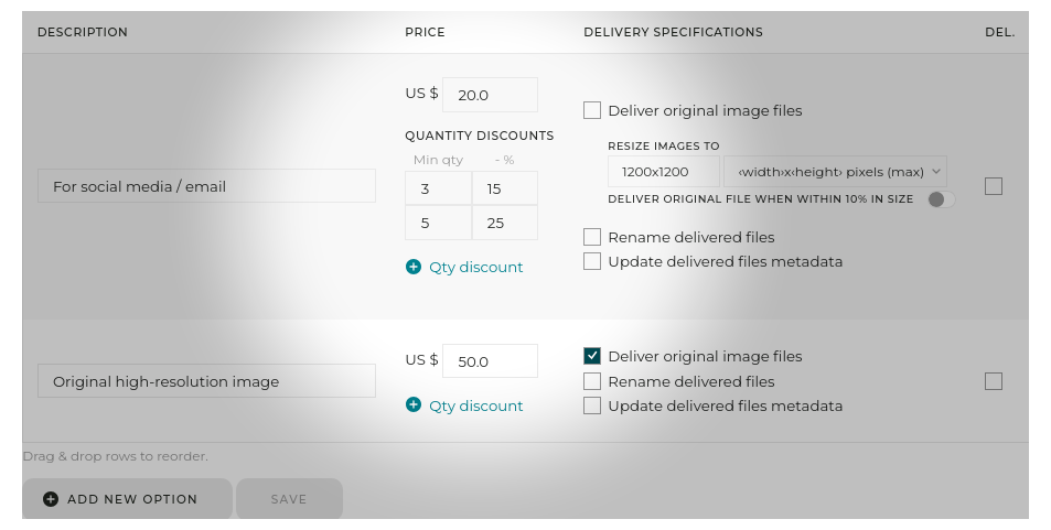 Quantity discount defined for downloads