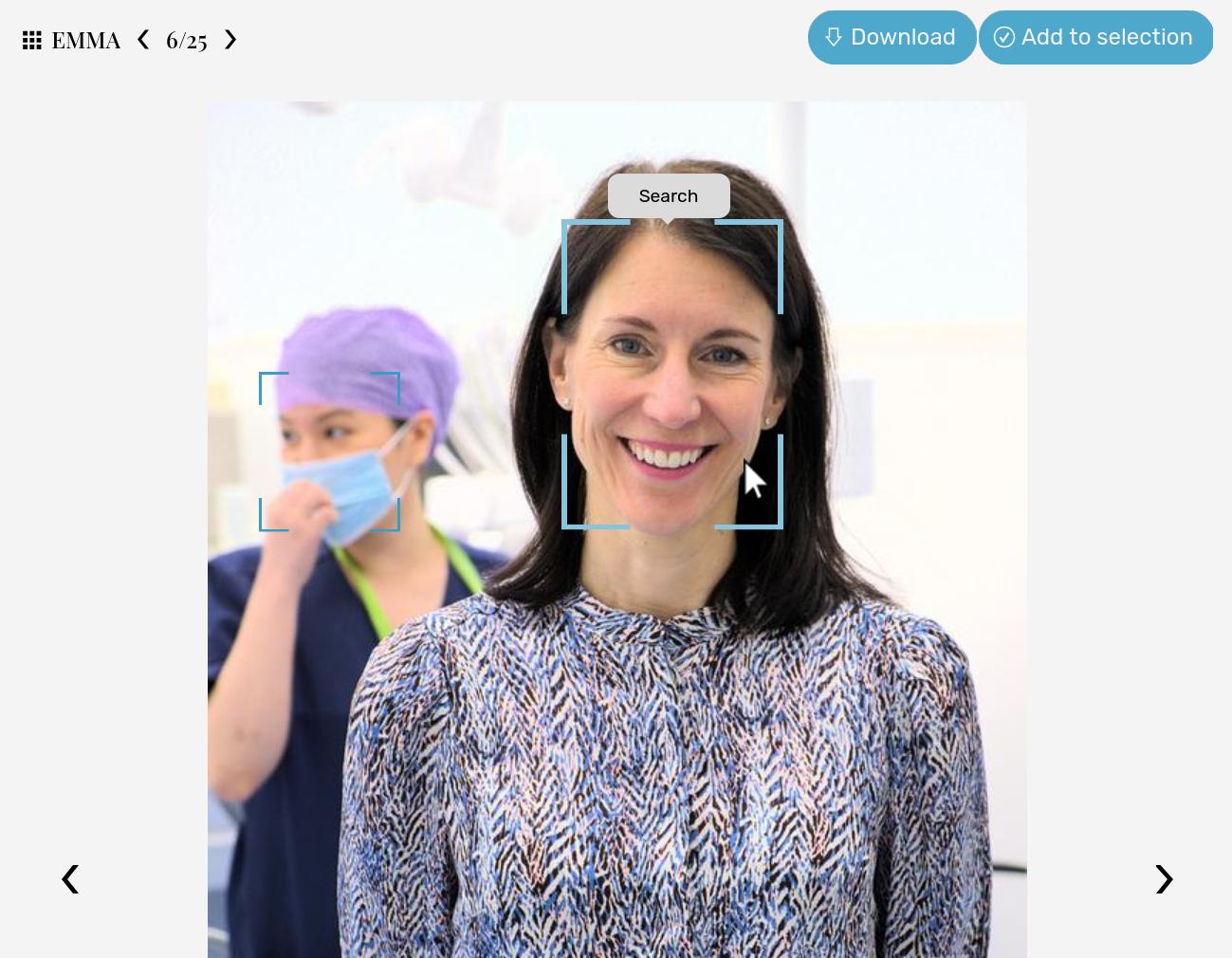 Enlarged image showing two detected faces