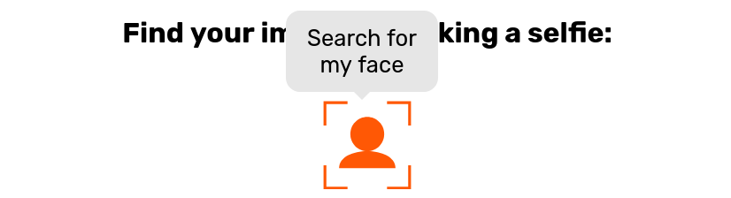 Selfie search button with explanatory text
