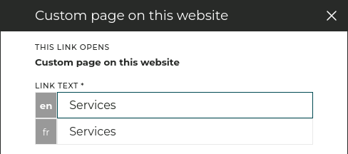 A menu item in English and French.