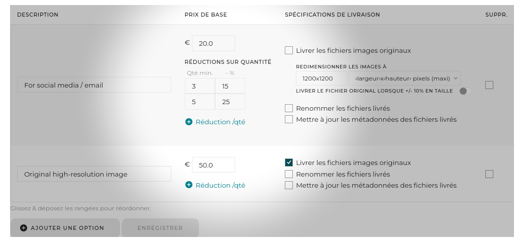 Remise sur quantité définie pour les téléchargements