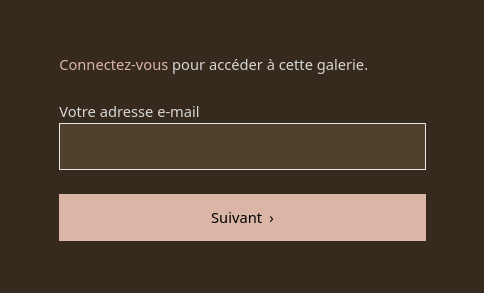 Les galeries peuvent être protégées par un login ou par un simple mot de passe.
