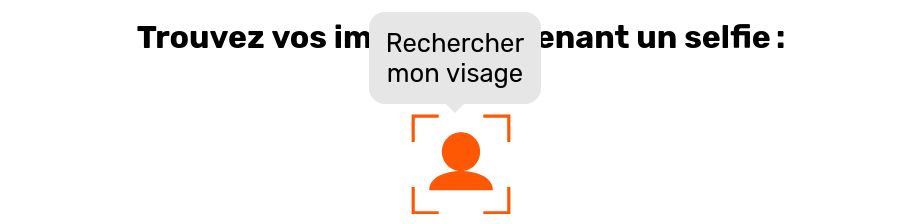 Bouton de recherche par selfie avec texte explicatif