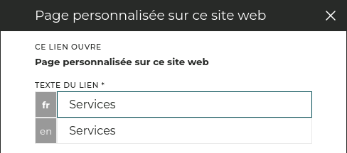 Un lien de navigation en anglais et français.