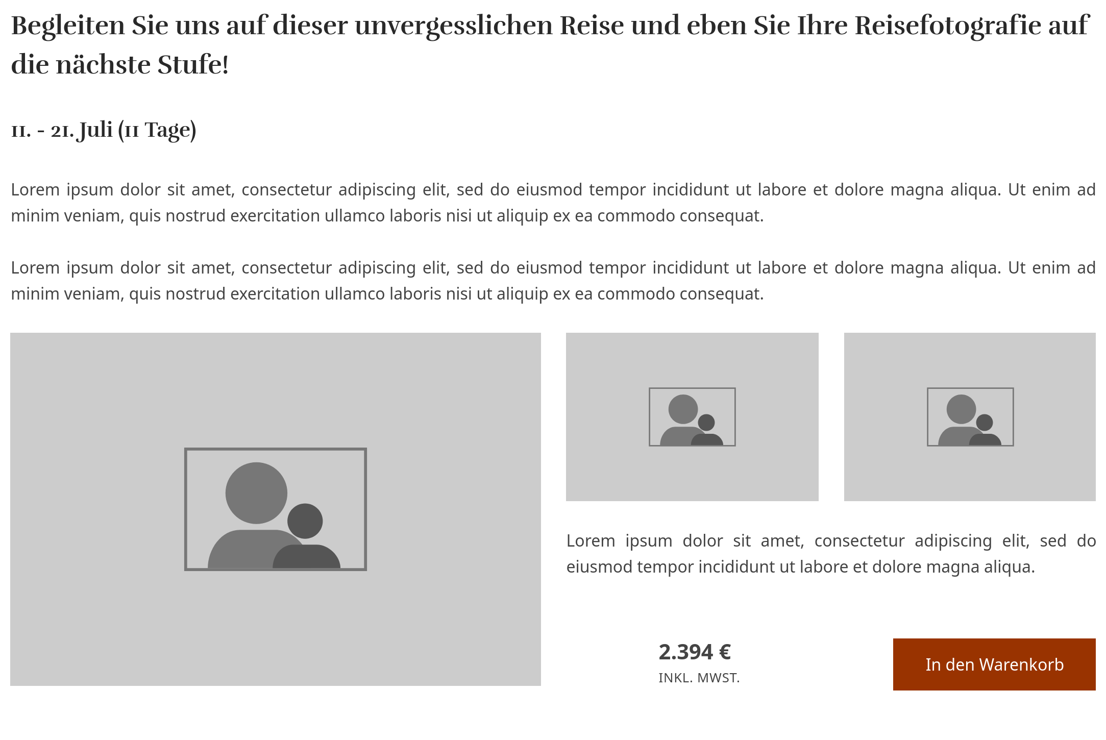 Seite für ein Produkt, das direkt online gekauft werden kann