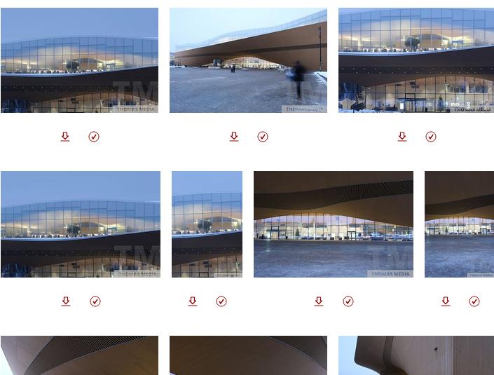 Galerie mit unbearbeiteten Bildern aus der Kamera mit aktivierten Download- und Auswahlfunktionen. Wenn Sie auf das Download-Symbol klicken, wird ein Bild zur Bestellung in den Warenkorb gelegt.