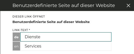 Ein Menüpunkt in Englisch und Französisch.