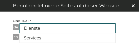 Ein Menüpunkt in Englisch und Französisch.