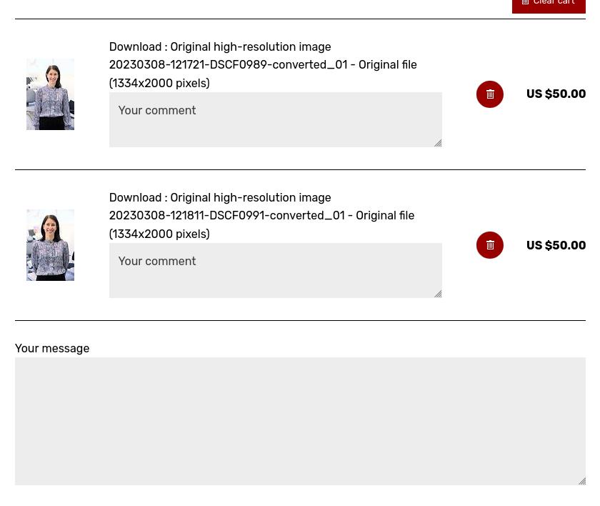 Comment fields in cart