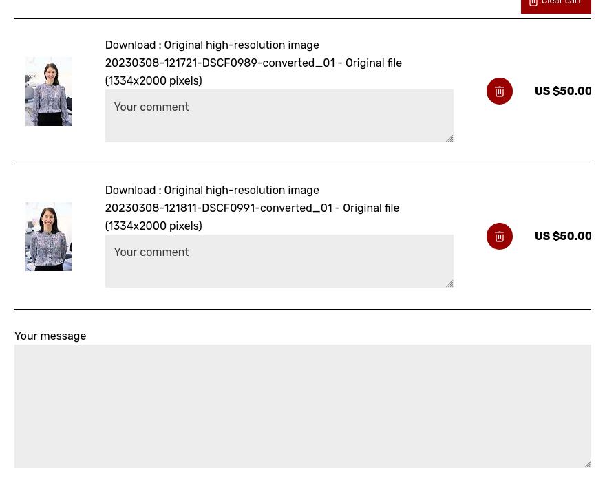 Comment fields in cart