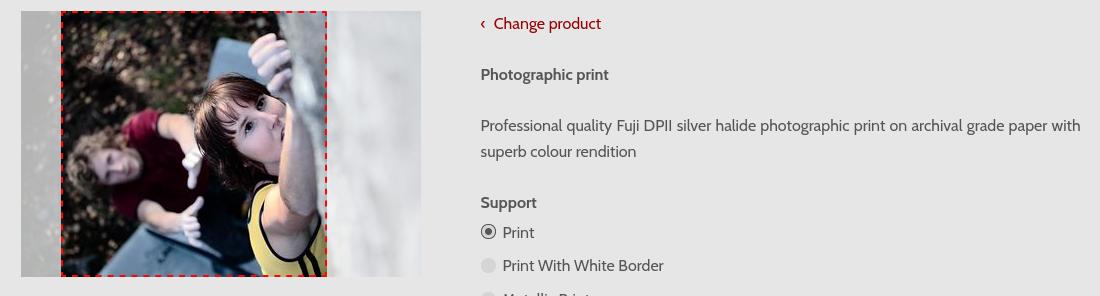 Image cropping when selling prints