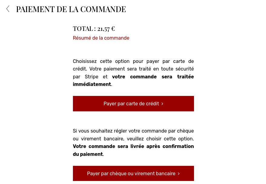options de paiement