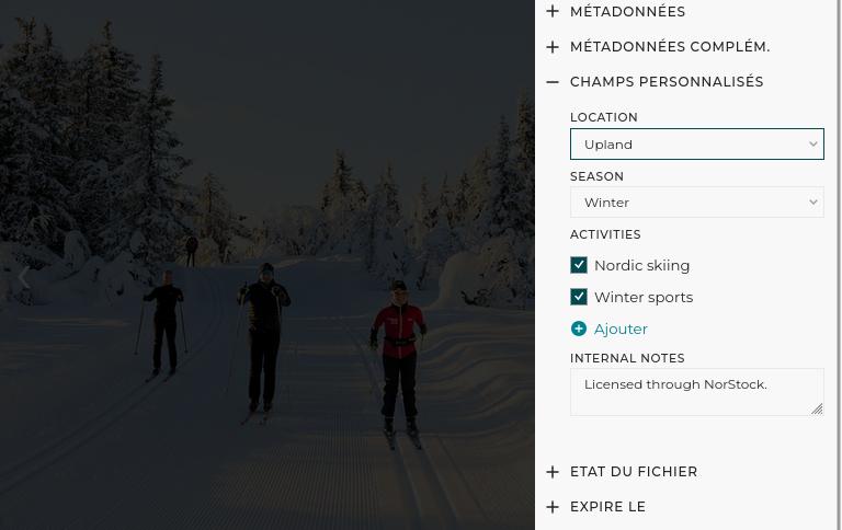 Éditeur des métadonnées de champs personnalisés d’une image