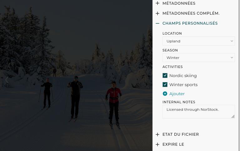 Éditeur des métadonnées de champs personnalisés d’une image
