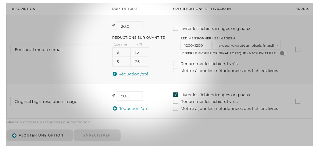 Remise sur quantité définie pour les téléchargements