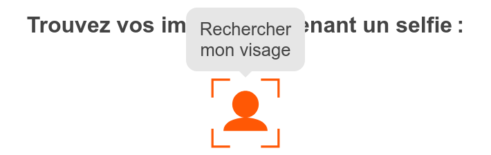 Bouton de recherche par selfie avec texte explicatif